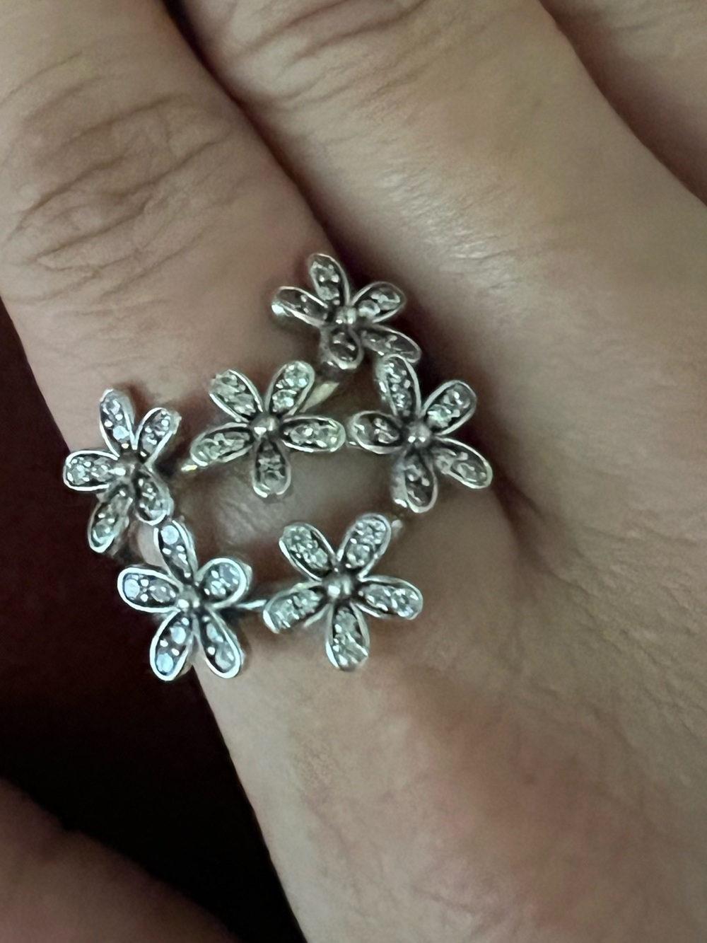 Pandora Dazzling Daisies Silver Floral Stackable Ring Set with Clear Accents - Picture 5 of 5